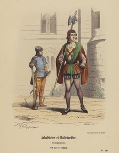 Balestriere e alabardiere, borgognoni, fine del XV secolo