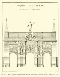 Arco di pietra o porta Saint-Antoine, rimaneggiato da Blondel nel 1672, demolito nel 1788 da French School