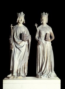 Arte Francese: Statue del Re di Francia Carlo V detto Carlo il Saggio e della Regina di Francia Jeanne de Bourbon da French School