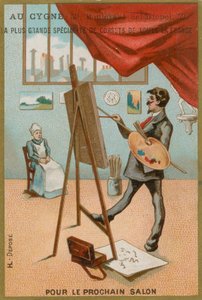 Artista che dipinge una donna seduta da French School