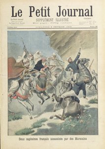 Assassinio di due capitani francesi della Legione Straniera da parte dei marocchini della tribù Beni-Smir, illustrazione di copertina di 