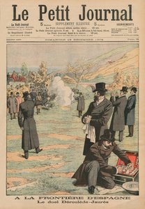 Alla frontiera spagnola, duello tra Paul Deroulede e Jean Jaures, illustrazione da Le Petit Journal, Supplemento illustrato, 18 dicembre 1904