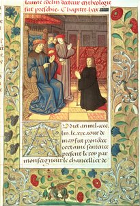 Atlas Ms Fr.2679 f.377 Jacques Coeur (c.1395-1456) davanti a Carlo VII (1403-61) c.1390-1453