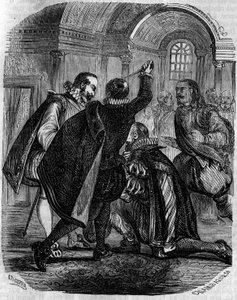 Tentato assassinio di Jean Chastel (1575-1594) sul re di Francia Enrico IV il 27 dicembre 1594. Incisione del XIX secolo da French School