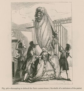 Tentativo di frode alla dogana di Parigi; fac-simile di una caricatura dell