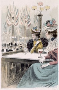 Au Moulin Rouge: donne sedute davanti a un bicchiere - in "Nos contemporains" di Octave Uzanne