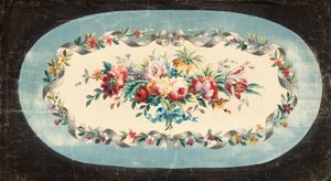 Disegno di Aubusson per lo schienale o il sedile di un divano con mazzi di fiori misti all