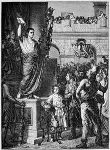 Augusto (Ottaviano) presenta la costituzione ai deputati delle tre province della Gallia Celtica riuniti a Lione (anno 10 d.C.) - in "Francia e i francesi attraverso i secoli" da French School