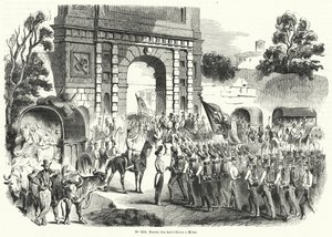 Truppe austriache che entrano a Milano, Italia, 6 agosto 1848 (incisione) da French School