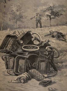 Incidente automobilistico, illustrazione da Le Petit Journal: Supplement illustre, 1898