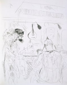 Scena dietro le quinte a un Bal de Nuit o circo di Parigi, da Paris Sketches: Etchings di Forain e Raffaelli, 1880 da French School