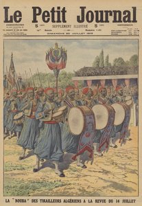 Banda dei tirailleurs algerini che marcia nella parata militare del Giorno della Bastiglia a Parigi da French School