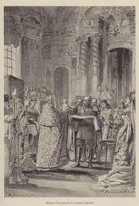 Battesimo di un membro della famiglia imperiale (incisione) da French School