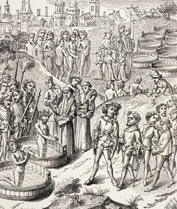 Battesimo dei Sassoni conquistati da Carlo Magno, da Vita militare e religiosa nel Medioevo di Paul Lacroix, pubblicato a Londra c.1880