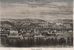 Bar-le-Duc - dipartimento della Mosa - incisione in "La France illustrée: geografia, storia, amministrazione statistica" di V.A. Malte-Brun. 1884 da French School