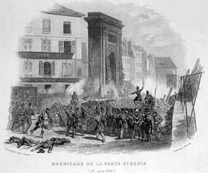 Barricata della Porta Saint Denis (23 giugno 1848) - in "Fasttes de Gardes nationales de France" da French School