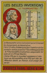 Carta delle belle invenzioni, termometro da French School