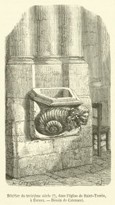 Acquasantiera del tredicesimo secolo?, nella chiesa di Saint-Taurin, a Evreux da French School