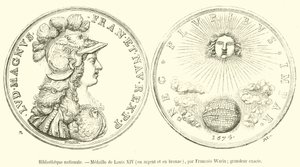 Biblioteca nazionale, Medaglia di Luigi XIV, in argento e bronzo da French School