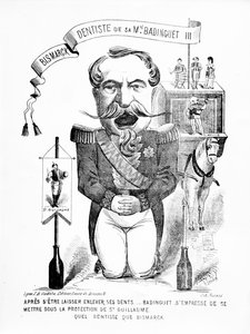 Bismarck, dentista di Sua Maestà Badinguet III, 1871 da French School