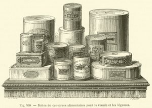 Scatole di conserve alimentari per carne e verdure