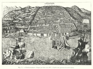 Bombardamento di Algeri dal mare, nel 1683; secondo un