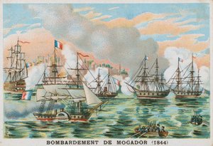 Bombardamento di Mogador, Marocco, da parte dei francesi, 1844 da French School
