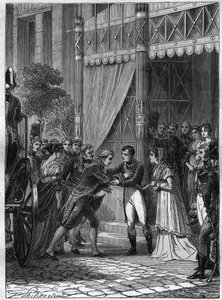 Bonaparte e Josephine de Beauharnais ricevono il giovane re di Etruria, Luigi I, accompagnato dalla moglie, Maria Luisa, nella loro casa a Malmaison nel luglio 180