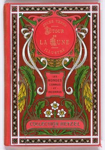 Copertina del libro Intorno alla Luna di Jules Verne (1828-1905), edizioni Hetzel, fine del XIX secolo da French School