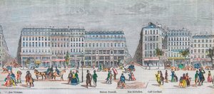 Boulevard Montmartre lato sud e boulevard des Italiens lato sud - Rue Vivienne - Maison Frascati - Rue Richelieu - Café Cardinal - incisione in 