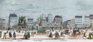 Boulevard du Temple lato sud - Rue Charlot - Café Turk - Passage Vendôme - Rue du Temple - Incisione in "Tableau-de-Paris" di Edmond Texier 1852 da French School