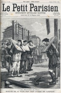 Rivolta dei Boxer in Cina nel 1898: Rivoltosi messi alla gogna per aver attaccato gli europei. Copertina di "Le petit parisien" del 1898