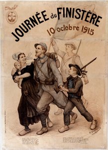 Soldato bretone e la sua famiglia - Poster per "Giornata del Finistère", 10 ottobre da French School