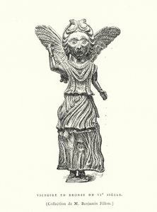 Figura in bronzo della Vittoria, VI secolo (incisione) da French School