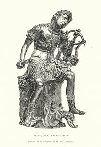 Figura in bronzo del poeta greco antico Arione, dello scultore rinascimentale italiano Andrea Riccio, fine XV o inizio XVI secolo (incisione) da French School