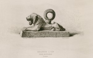 Leone di bronzo, da Khorsabad, Louvre (incisione) da French School
