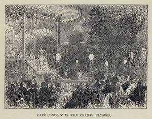 Café Concerto agli Champs Élysées (incisione) da French School