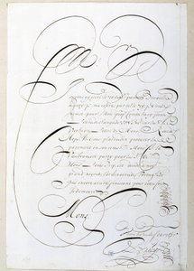 Calligrafia: Lettera di conti calligrafata intorno al 1678 da François de Bruyn. Biblioteca Storica della Città di Parigi da French School
