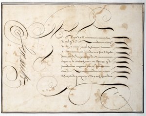Calligrafia: Carta manoscritta di tondo finanziario intorno alla seconda metà del XVII secolo da Louis Senault da French School