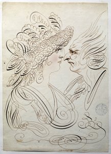Calligrafia: Ritratti di profilo intorno al 1780 di Bernard de Paris da French School