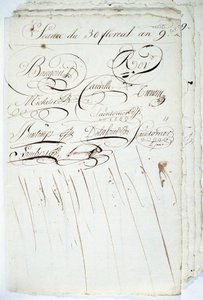Calligrafia: foglio del registro della Società Accademica di Scrittura, 30 Floreal anno IX da French School
