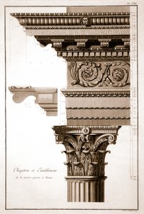 Capitello e trabeazione, Maison Carrée, Nîmes, Francia da French School