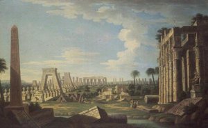 Capriccio con rovine egiziane da French School