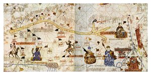 Le rotte carovaniere del Sahara nel 1413, da "Histoire de la Locomotion Terrestre...", 1935 circa (stampa) (stampa) da French School