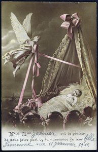 Cartolina che annuncia la nascita di un bambino, 11 gennaio 1915 da French School