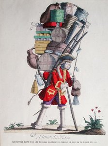 Caricatura di Henri Jacques Nompar de Caumont (1675-1726), 5° Duca de la Force, fatta dagli 