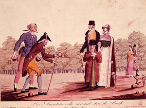 Caricatura del gioco delle bocce, inizio XIX secolo