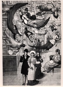 Caricatura dei visitatori del Salon di Parigi del 1880 da French School