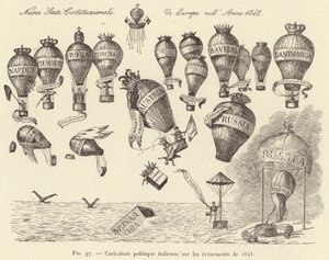 Caricatura politica italiana sugli eventi del 1848 da French School