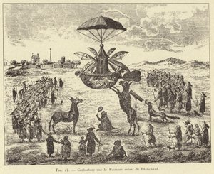 Caricatura sulla Nave volante di Blanchard